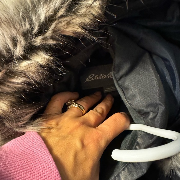 Euc Eddie Bauer Navy Blue down 3/4 length jacket medium - Picture 7 of 9